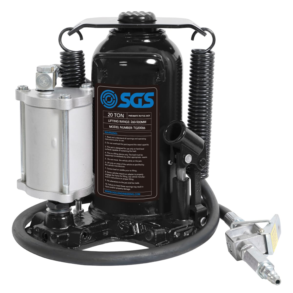 SGS 20T Pneumatic Hydraulic Bottle Jack | 150-200mm Stroke